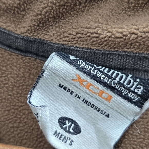 Columbia Pullover Mens Large Brown Fleece Henley Button Chocolate Vintage - Picture 3 of 10